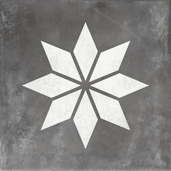 GeoCeramica Blooming Decor Concreet Black Base 60x60x4 Keramische tegels