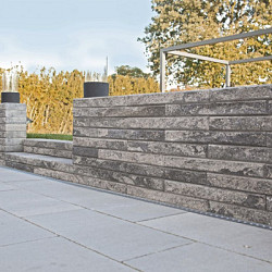 Line block Matterhorn 20x55x6 Strak stapelbaar muurelement 2 zijden gekloofd met facet Stapelblokken