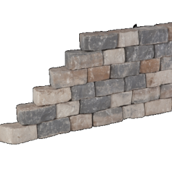 Promo-wall Kilimanjaro 24/17x15x10 Getrommeld stapelbaar muurelement in trapeziumvorm gewelfd Stapelblokken