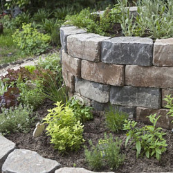 Promo-wall Kilimanjaro 24/17x15x10 Getrommeld stapelbaar muurelement in trapeziumvorm gewelfd Stapelblokken