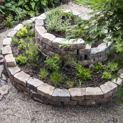 Promo-wall Kilimanjaro 24/17x15x10 Getrommeld stapelbaar muurelement in trapeziumvorm gewelfd Stapelblokken