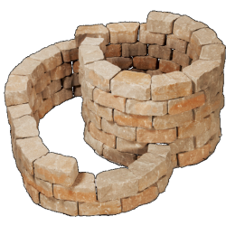 Promo-wall Mont Blanc 24/17x15x10 Getrommeld stapelbaar muurelement in trapeziumvorm gewelfd Stapelblokken