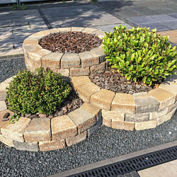 Pilestone ronde bloembak Kilimanjaro 17/23x21,5x10 Compleet met bouwplan Stapelblokken