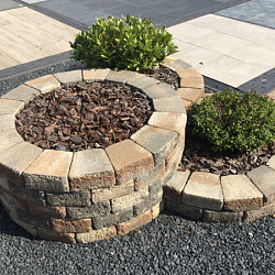 Pilestone ronde bloembak Kilimanjaro 17/23x21,5x10 Compleet met bouwplan Stapelblokken