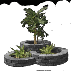 Pilestone ronde bloembak Coal 17/23x21,5x10 Compleet met bouwplan Stapelblokken