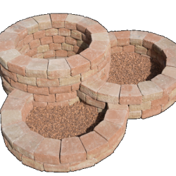 Pilestone ronde bloembak Mont Blanc 17/23x21,5x10 Compleet met bouwplan Stapelblokken