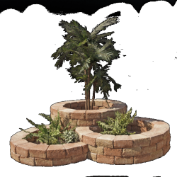 Pilestone ronde bloembak Mont Blanc 17/23x21,5x10 Compleet met bouwplan Stapelblokken