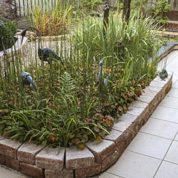 Pilestone ronde bloembak Primavera 17/23x21,5x10 Compleet met bouwplan Stapelblokken