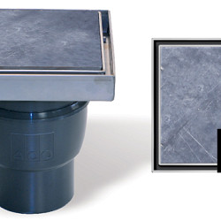 Vloerput Bluestone kunststof 20x20 Incl. stankslot, onderuitlaat 110mm Putten
