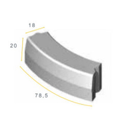 Trottoirband bochtband uitwendig Grijs 18/20x25x78,5 1,5u Opsluitbanden