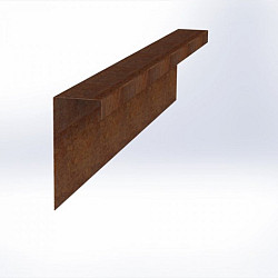 Overzetstuk muurelement recht Corten 150x30x12,8 Borderrand cortenstaal 