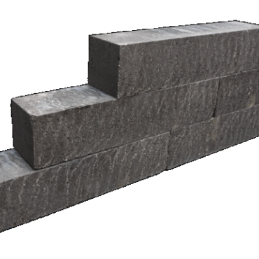 Blockstone small Black 12x12x60 Gehamerd muurelement Stapelblokken