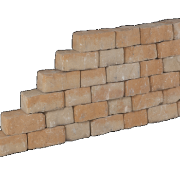 Promo-wall Mont Blanc 24/17x15x10 Getrommeld stapelbaar muurelement in trapeziumvorm gewelfd Stapelblokken