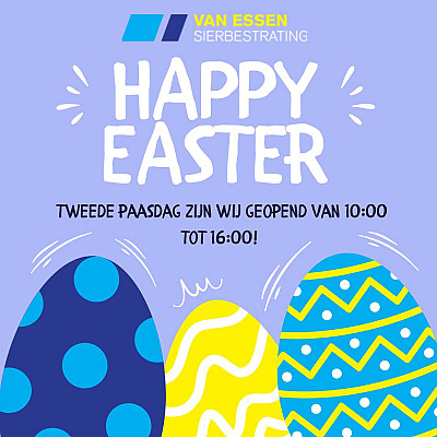 🌷 Tweede Paasdag: Kom gezellig langs bij Van Essen Sierbestrating! 🐣