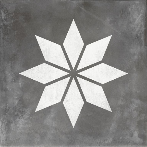 GeoCeramica Blooming Decor Concreet Black Base 60x60x4 Keramische tegels