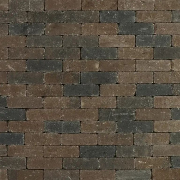 Metro Trommelsteen rijnformaten Bruin-zwart 5x15x7,5 Beton klinkers