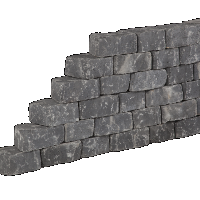 Promo-wall Mount Everest 24/17x15x10 Getrommeld stapelbaar muurelement in trapeziumvorm gewelfd Stapelblokken