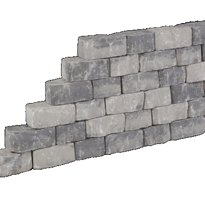 Promo-wall Matterhorn 24/17x15x10 Getrommeld stapelbaar muurelement in trapeziumvorm gewelfd Stapelblokken