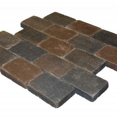 Metro Trommelsteen Bruin-zwart 15x20x6 Beton klinkers