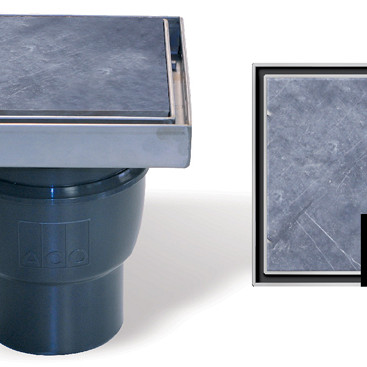 Vloerput Bluestone kunststof 20x20 Incl. stankslot, onderuitlaat 110mm Putten
