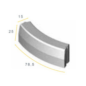 Trottoirband bochtband uitwendig Grijs 13/15x25x78,5 0,50u Opsluitbanden