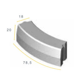Trottoirband bochtband uitwendig Grijs 18/20x25x78,5 3u Opsluitbanden