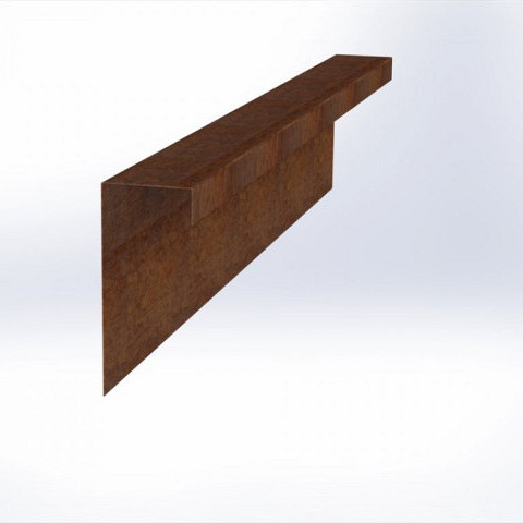Overzetstuk muurelement recht Corten 150x30x12,8 Borderrand cortenstaal 