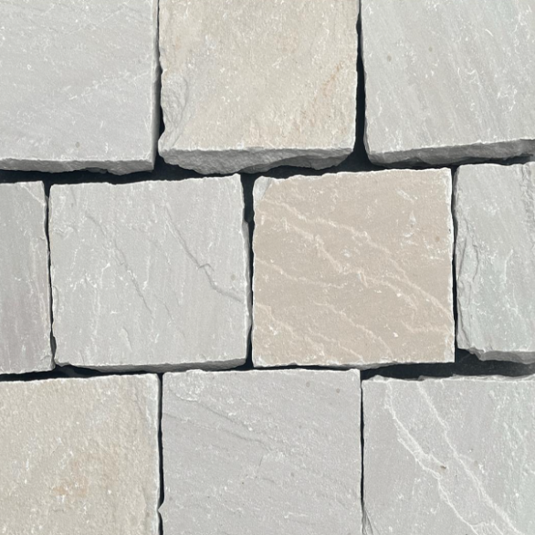 Kinderkoppen Kandla White Beige 14x14x3/5 cm bekapt, 51 st. per m2 Natuursteen tegels 