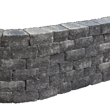 Pilestone Coal 17/23x21,5x10 Getrommeld stapelbaar muurelement in trapeziumvorm met 2 ruwe zijden Stapelblokken