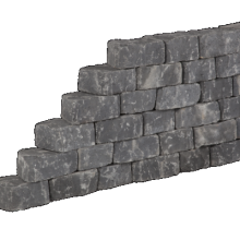 Promo-wall Mount Everest 24/17x15x10 Getrommeld stapelbaar muurelement in trapeziumvorm gewelfd Stapelblokken