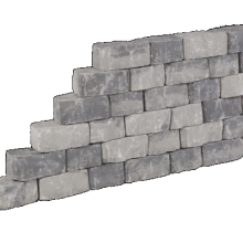 Promo-wall Matterhorn 24/17x15x10 Getrommeld stapelbaar muurelement in trapeziumvorm gewelfd Stapelblokken