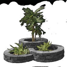 Pilestone ronde bloembak Coal 17/23x21,5x10 Compleet met bouwplan Stapelblokken