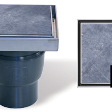 Vloerput Bluestone kunststof 20x20 Incl. stankslot, onderuitlaat 110mm Putten