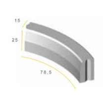 Trottoirband bochtband inwendig Grijs 13/15x25x78,5 4i Opsluitbanden