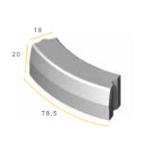 Trottoirband bochtband uitwendig Grijs 18/20x25x78,5 1,5u Opsluitbanden