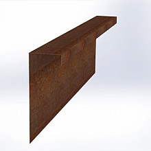 Overzetstuk muurelement recht Corten 150x45x15,8 Borderrand cortenstaal 