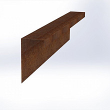 Overzetstuk muurelement recht Corten 150x30x15,8 Borderrand cortenstaal 