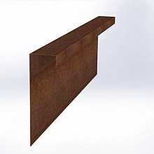 Overzetstuk muurelement recht Corten 150x45x12,8 Borderrand cortenstaal 